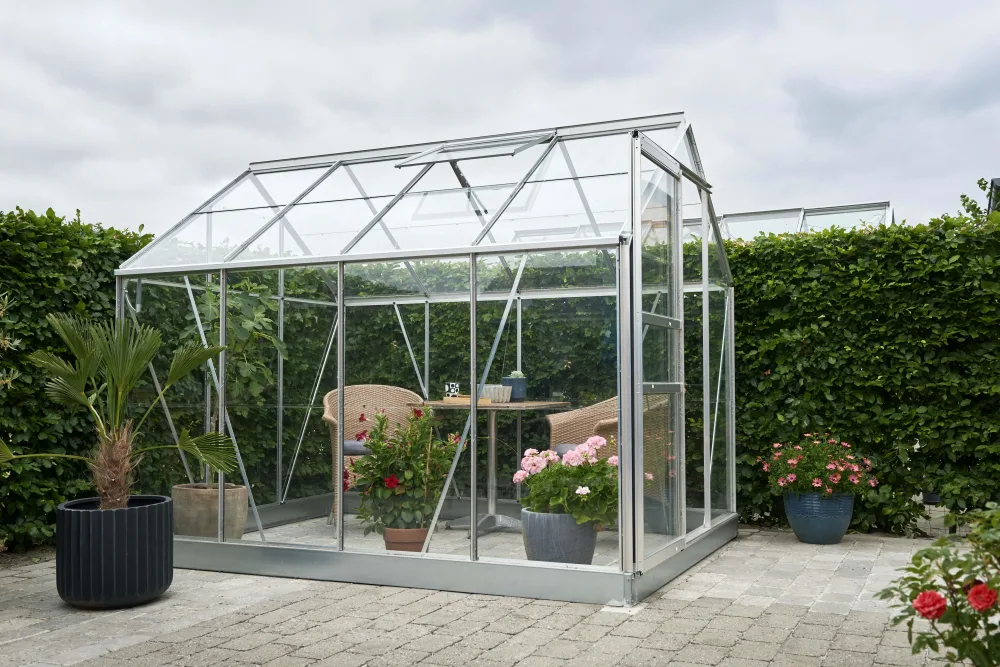 Halls Popular 86 + SO1694 Växthus med fundament, 5 m², aluminium