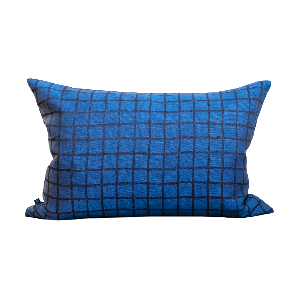Rutig kuddfodal 48x68 cm, Blue-black