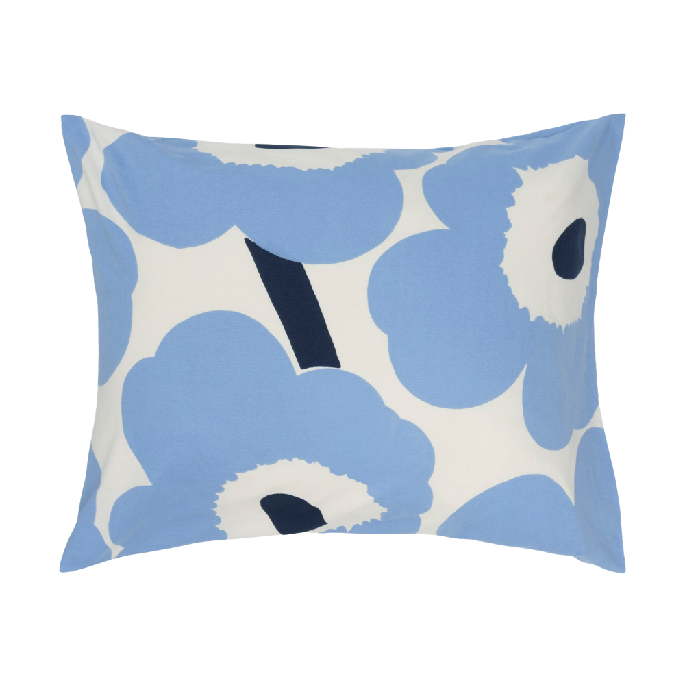 Unikko jersey örngott, Off white, light blue, navy, 50x60 cm