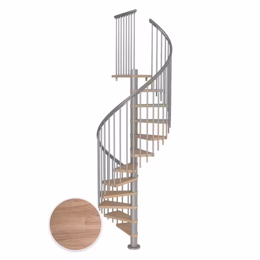 Spiraltrappa Dolle Montréal Ek Vit Oljad Classic 4 Pearl Grey, D: 1200 mm, 12+1 steg