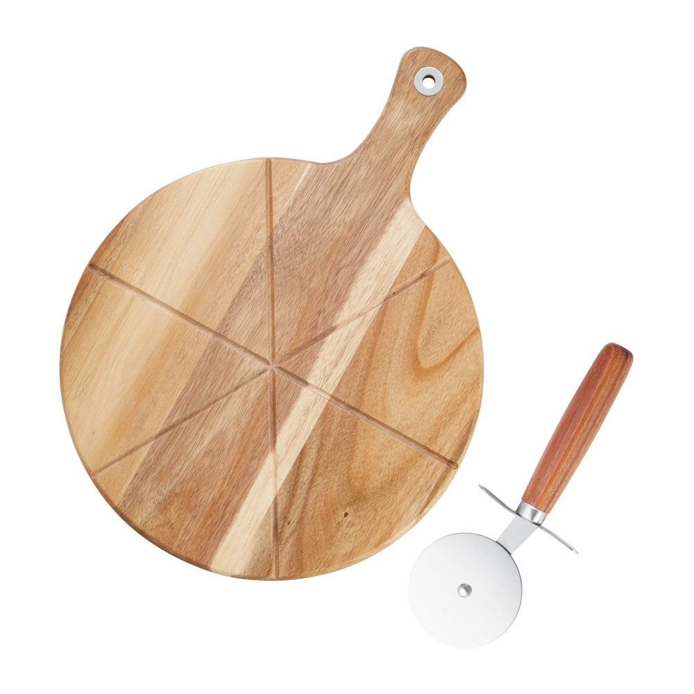 Sade pizzaset pizzaskärare skärbräda Ø32 cm, Akacia