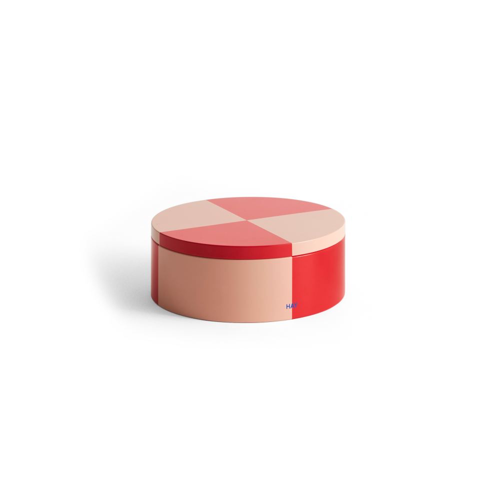 Tin Container förvaringsburk, Round red-soft pink