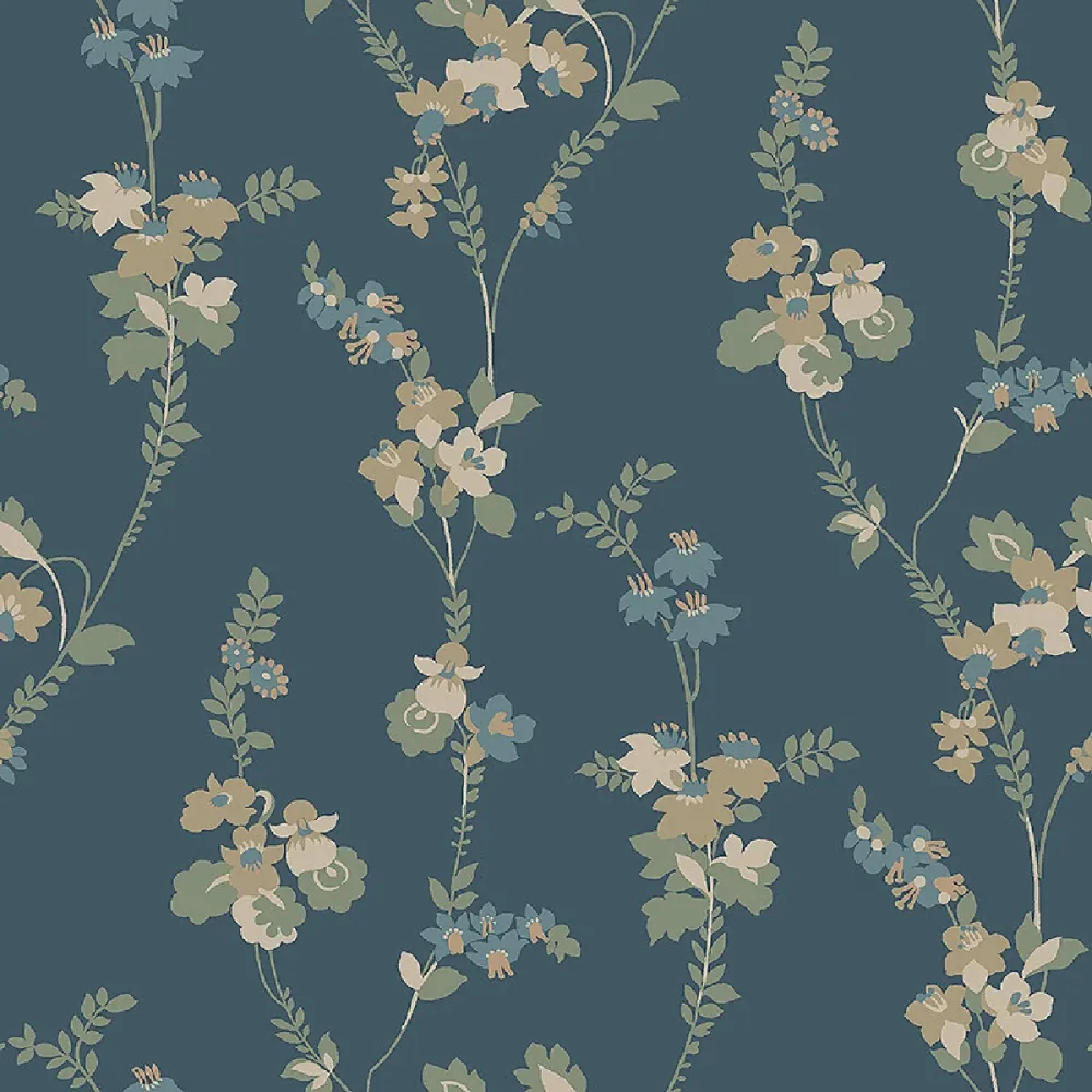 Tapet Swedish Grace Vera 5510 Blå Blommig