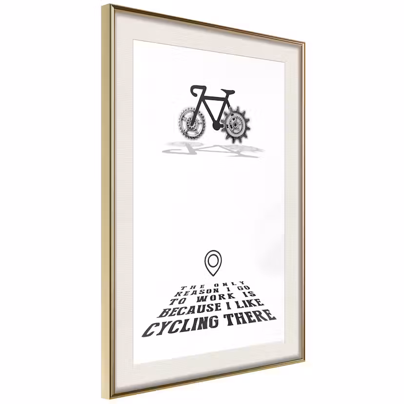 Poster Artgeist Affisch I like Cycling Guld ram med passepartout, 40x60 cm
