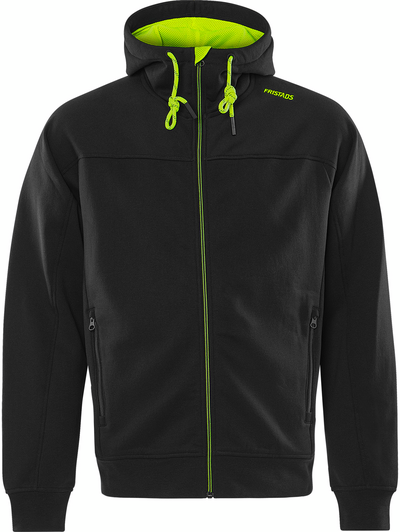 JACKA FRISTADS 7550 GSM SWEATSHIRT 2XL, MED HUVA SVART/GUL
