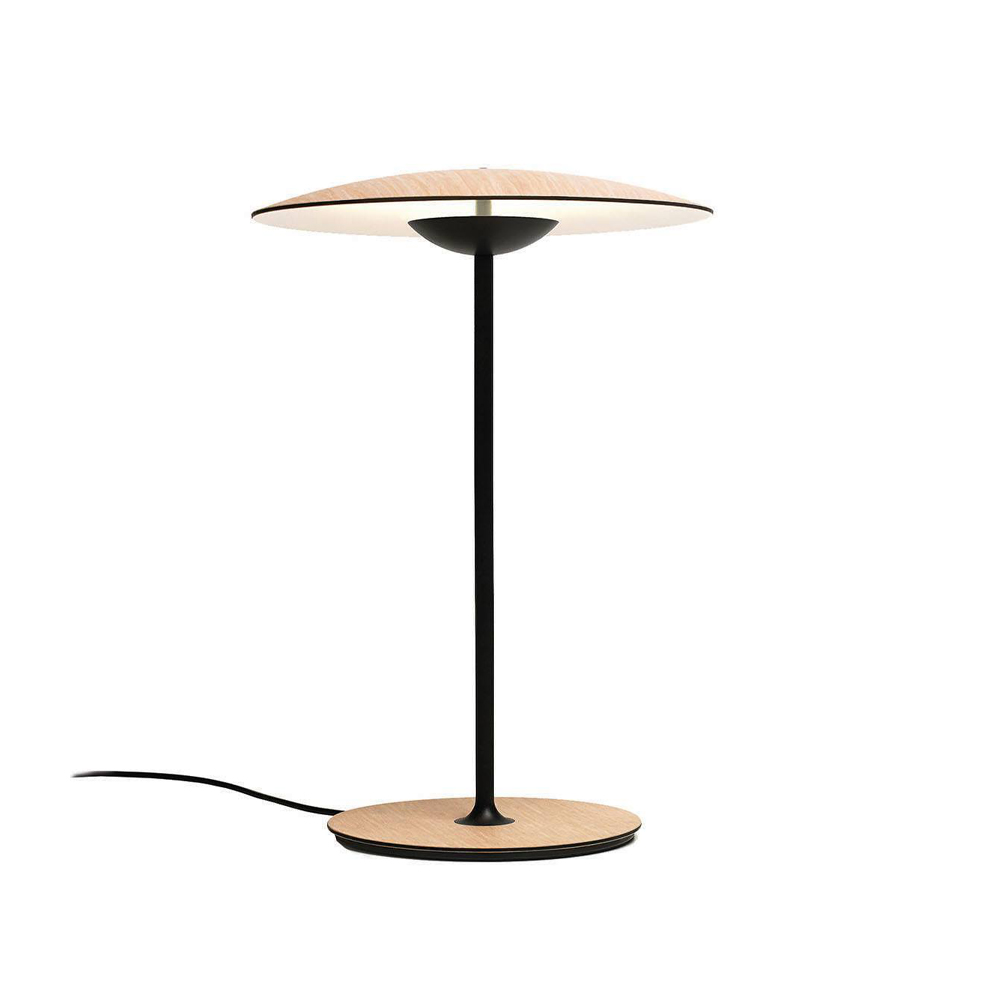 Ginger S bordslampa, ek, svart stålstativ