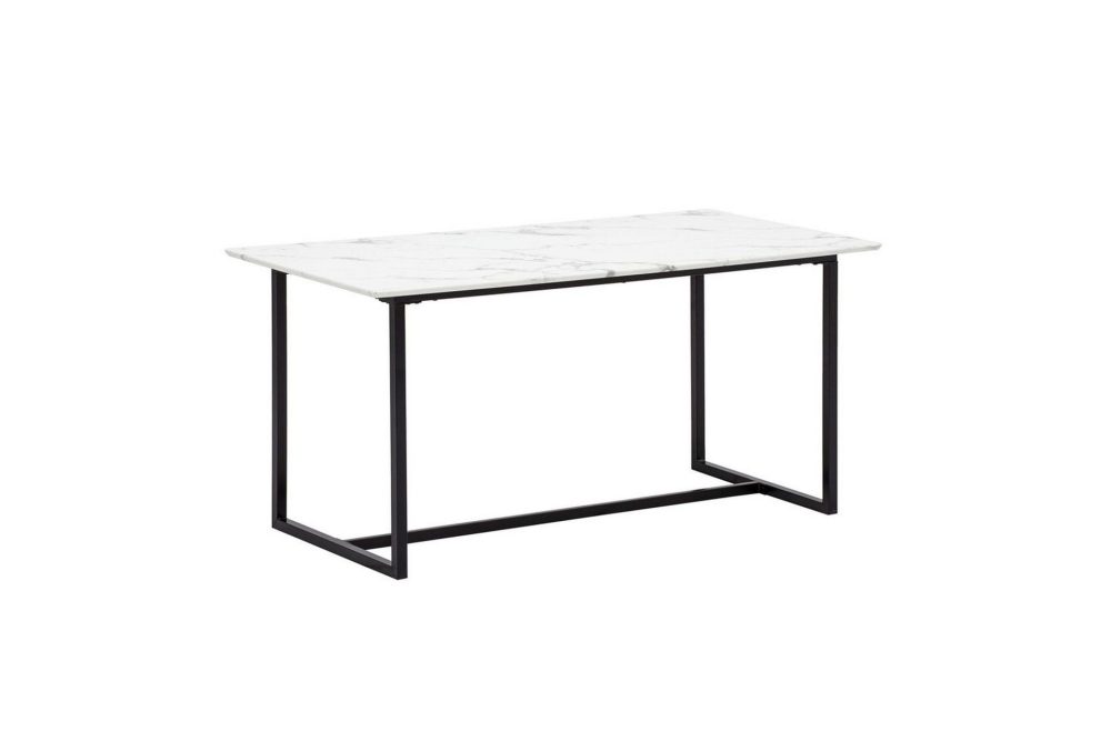 Matbord Wohnling Industriell loftstil, MDF med metallben med gyllene spets Marmor, Vit, 160x80 cm