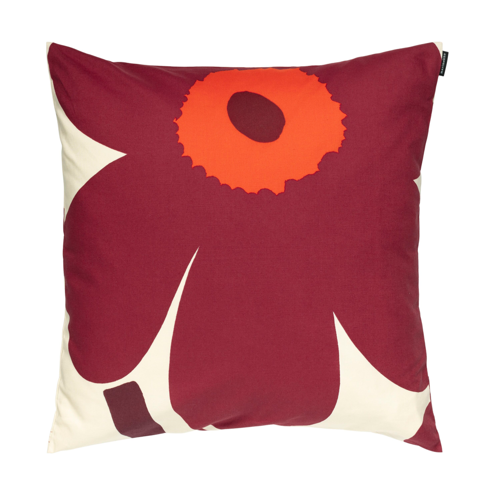 Unikko kuddfodral 50x50 cm, Vanilla-burgundy-red