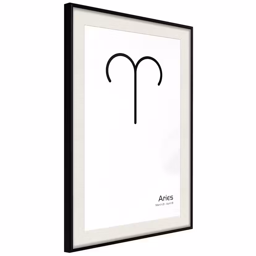 Poster Artgeist Affisch Aries Svart ram med passepartout, 20x30 cm