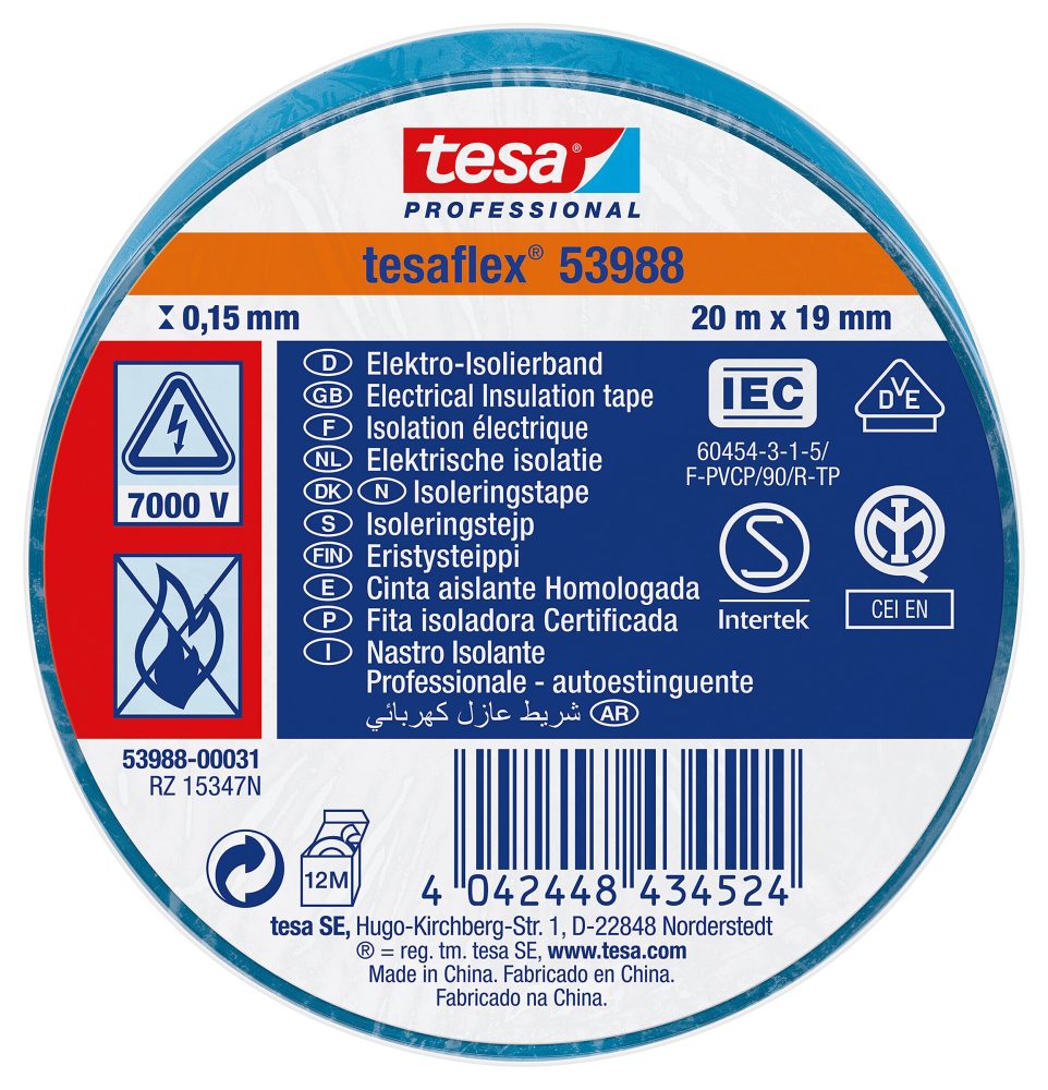 Kjøp Tesa Isolasjonstape PVC, 19 mm x 20 m, blå