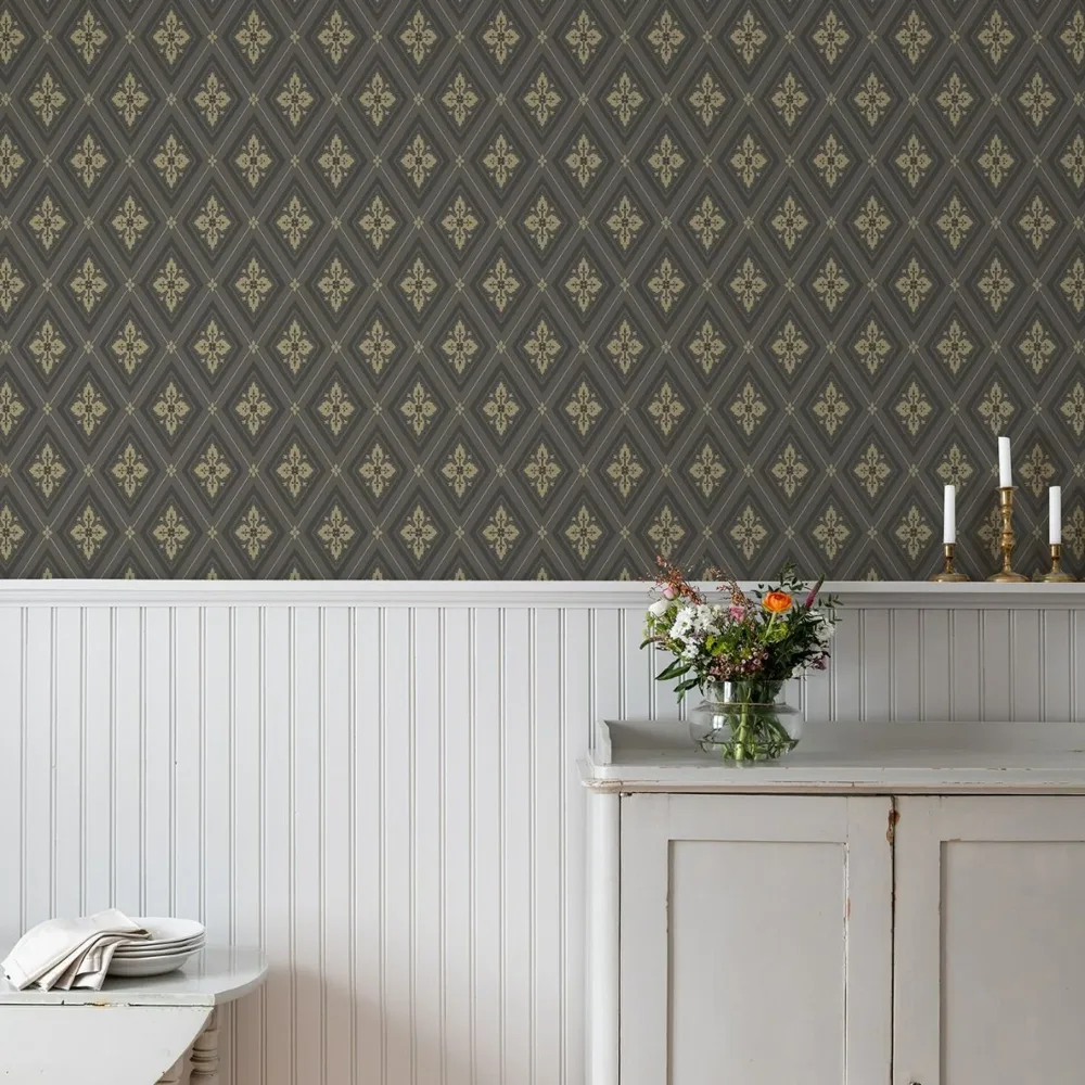 Duro Astrid 692-04 Tapet Gammalsvenska QuickUp Svart/guld