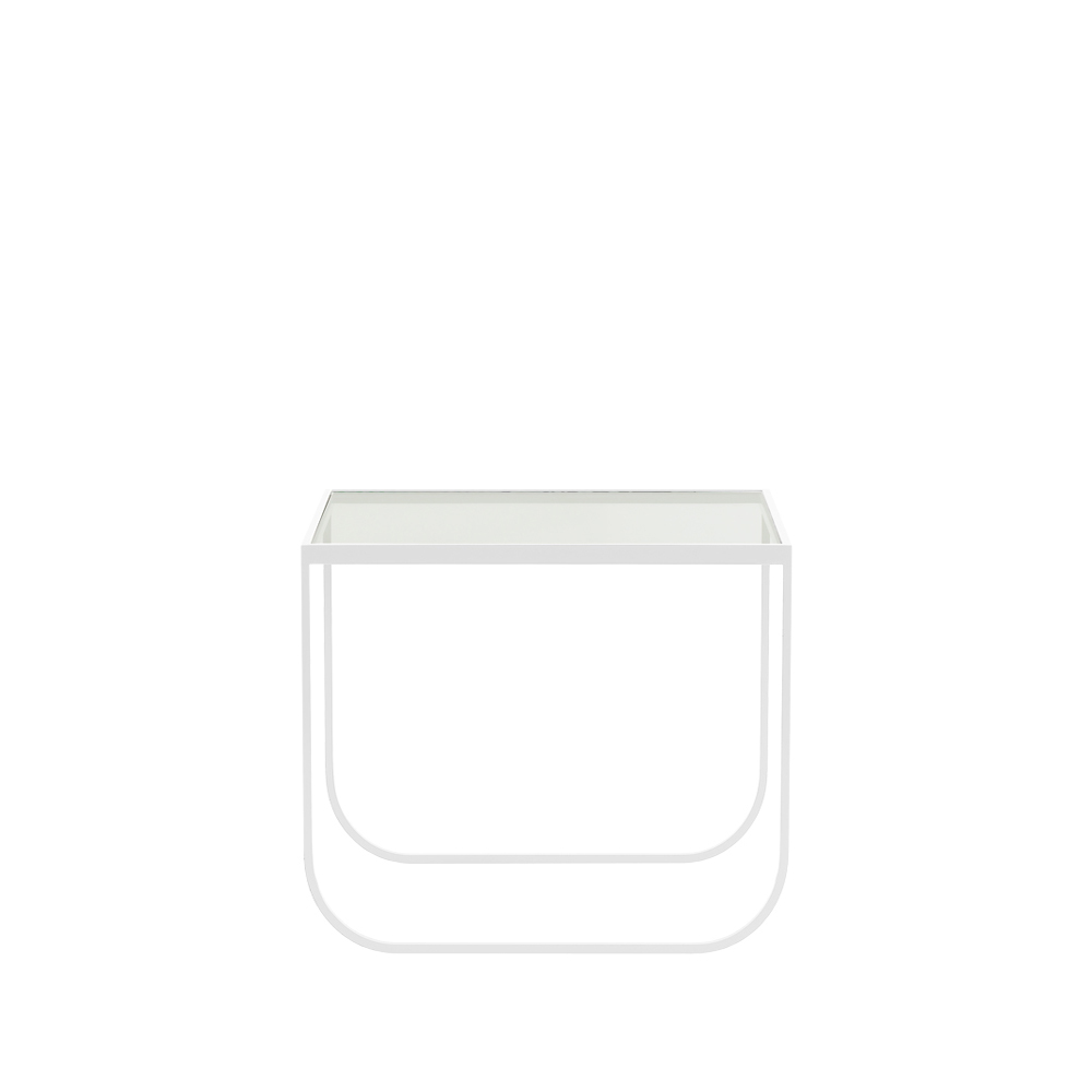 Tati Square soffbord, glas, vitt stativ