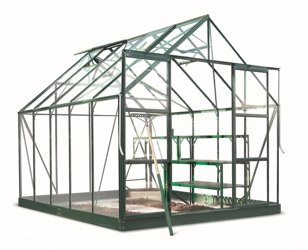 Halls Magnum 108 + SO8213 Växthus med fundament, 8,3 m², grön/svart