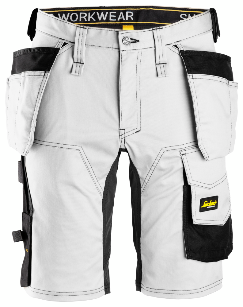SHORTS SNICKERS WORKWEAR 6141 STRETCH VIT/SV 52, HF AW VIT/SVART
