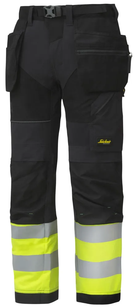 Snickers Workwear 6931 FlexiWork Arbetsbyxa varsel, gul/svart Varsel, Gul/Svart