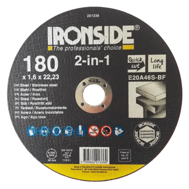 Ironside 201337 Kapskiva 180 mm, F41, E20A, 2in1 180x2.0x22 mm