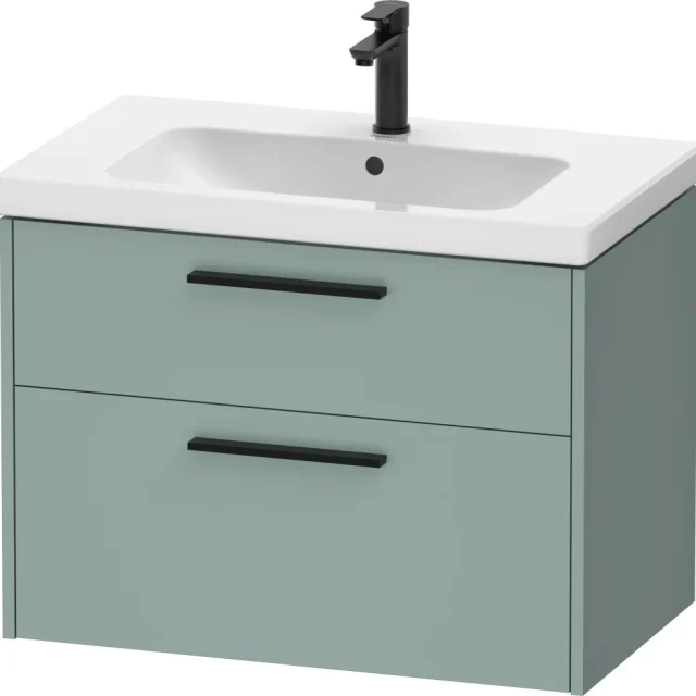 Duravit D-Code Tvättställsskåp 2 lådor Mattvit, diamantsvart