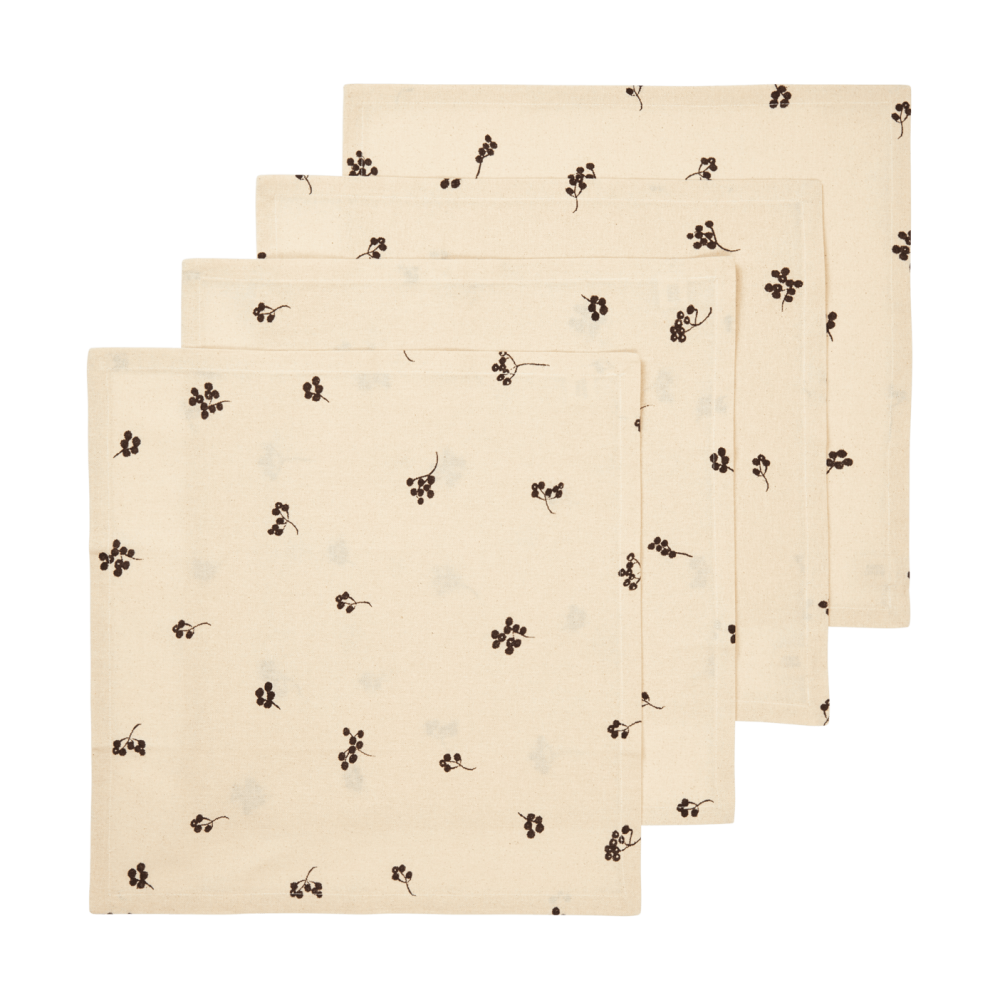 Baies bomullsservett 40x40 cm 4-pack, Natural-dark chocolate