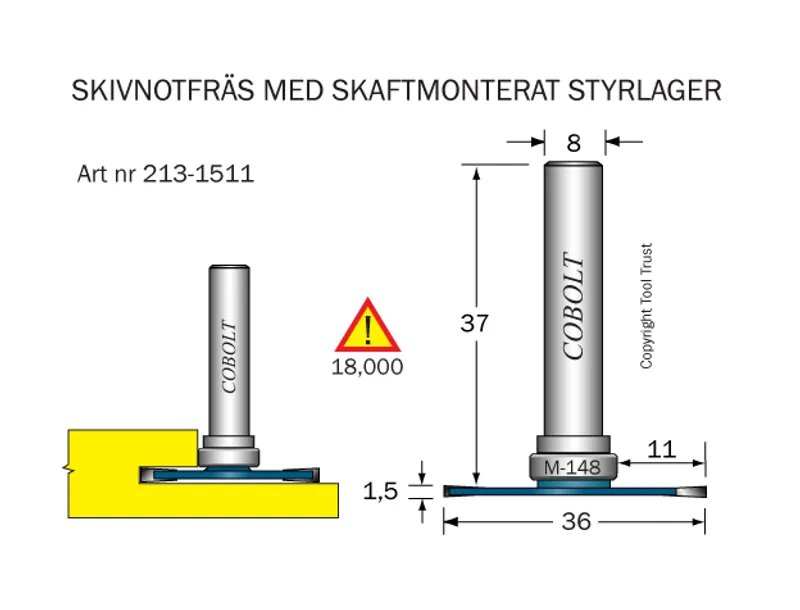Cobolt Skivnotfräs L=1,5 / F=11 D=36 S=8