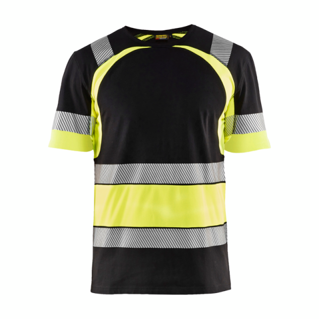 T-SHIRT BLÅKLÄDER 3421 1030 SVART, VARSELGUL XXL