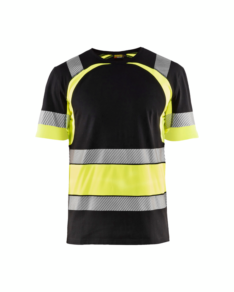 T-SHIRT BLÅKLÄDER 3421 1030 SVART, VARSELGUL XXL