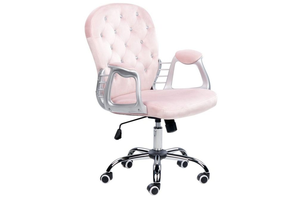 Kontorsstol med kristaller Princess Pastellrosa/Silver/Svart