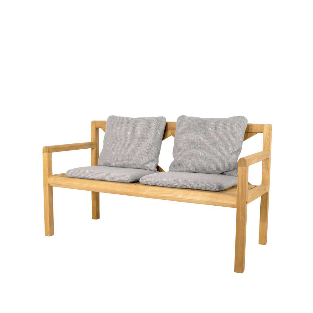 Grace 2-sits bänk, Light grey, teak