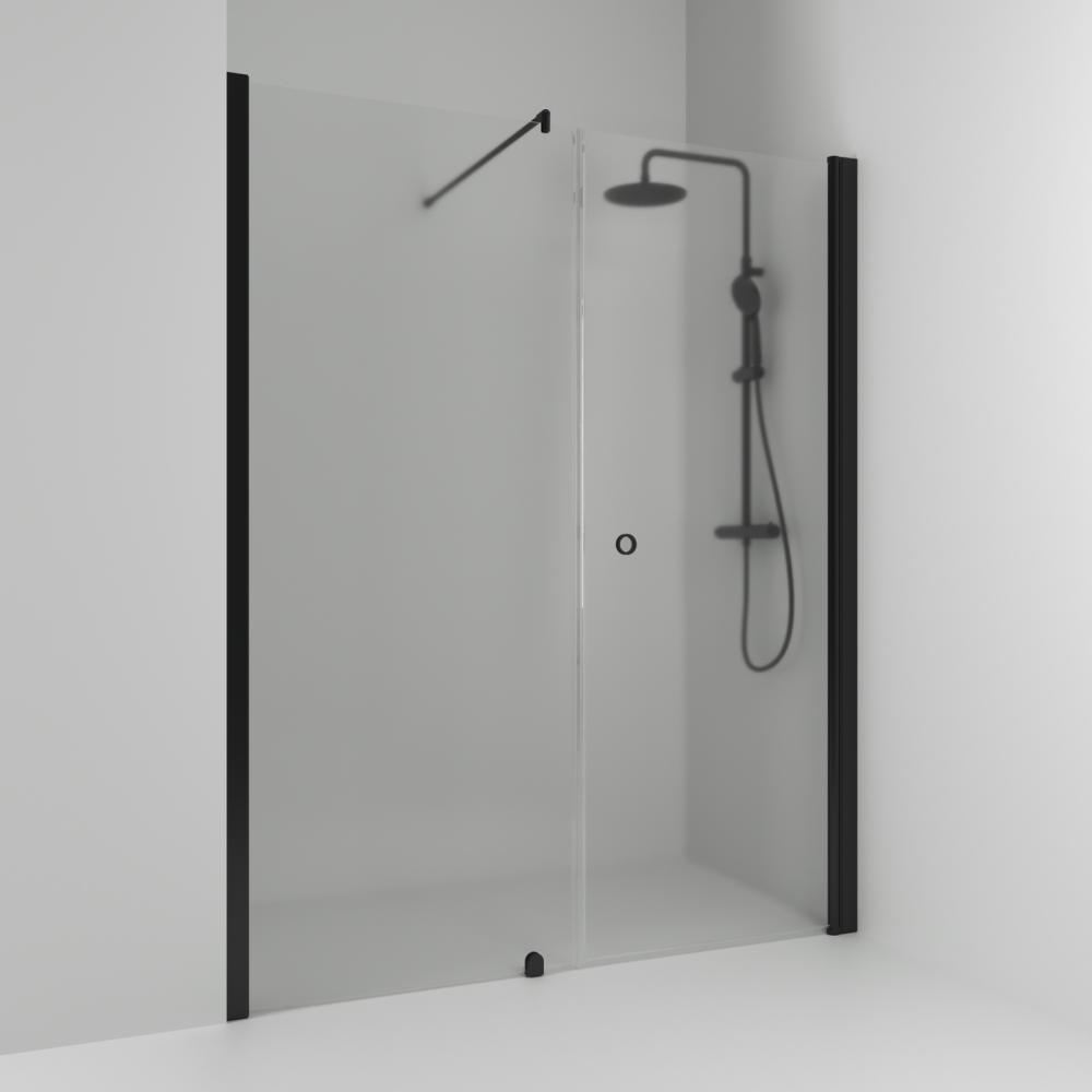 NISCHDUSCH SVEDBERGS RAK/FAST SK HG SV/FR 178, SVART MATT FROSTGLAS 178X198CM
