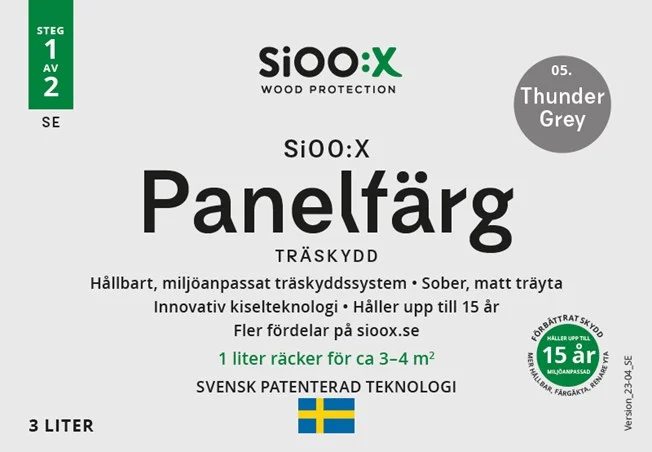 SiOO:X Panelfärg Träskydd - 3L - Thunder Grey 05