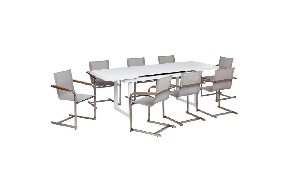 Matsalsset Valcanetto/Cosoleto Vit/Beige/Silver, 8-Sits