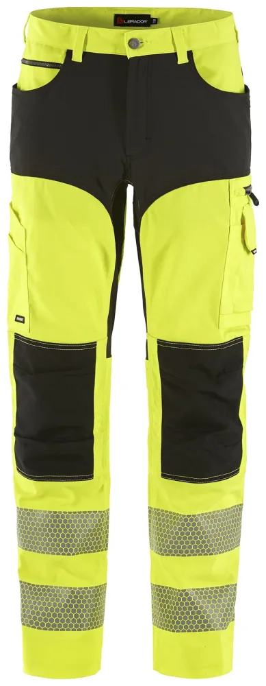 L.Brador 1076PB Arbetsbyxa hi-vis gul/svart, klass 2 C56