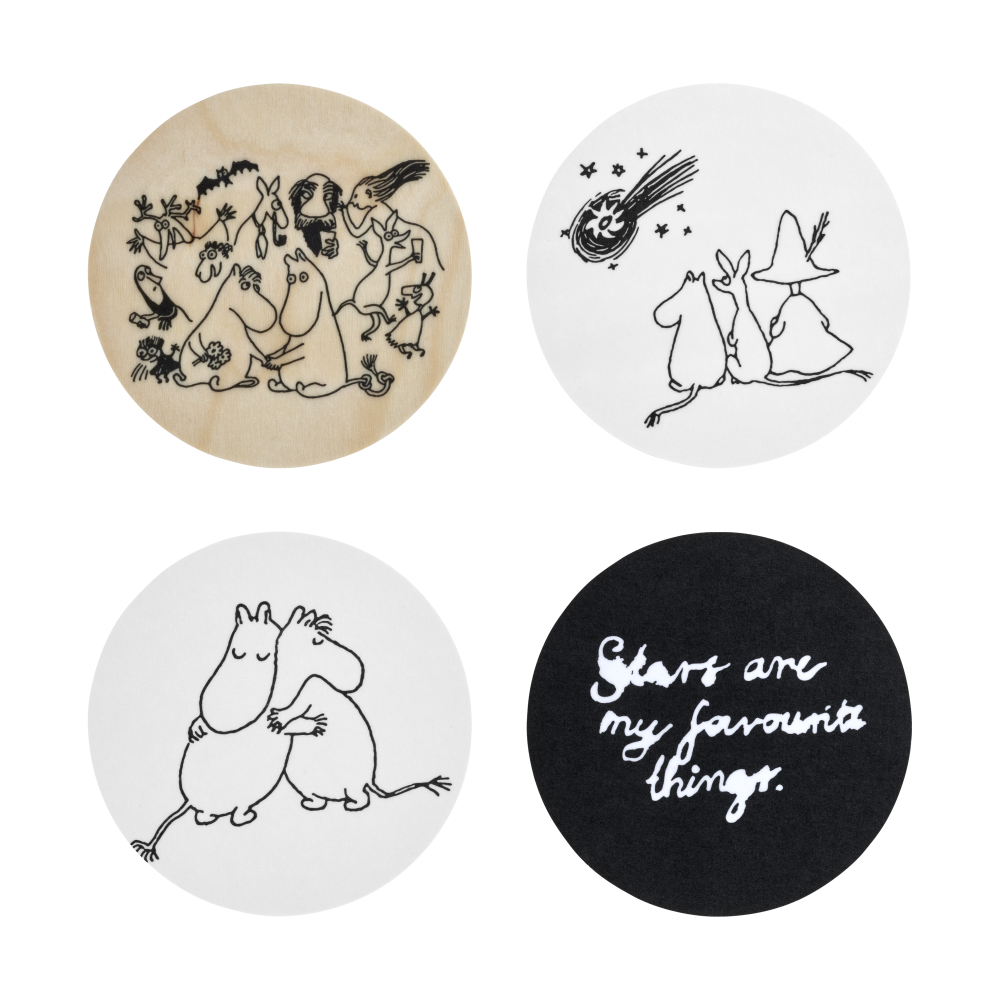 Mumin 80 glasunderlägg Ø11 cm 4-pack, Multi