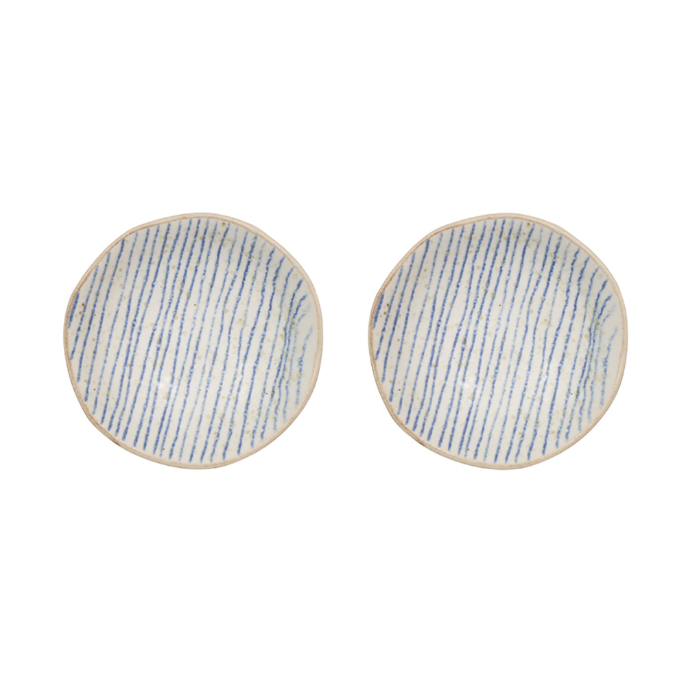 Nori striped skål mini Ø8 cm 2-pack, Clay-optic Blue