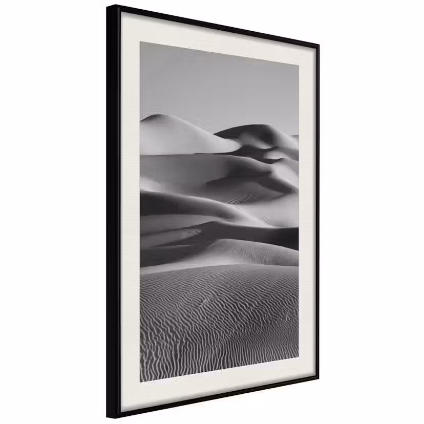 Poster Artgeist Affisch Desert Dunes Svart ram med passepartout, 20x30 cm