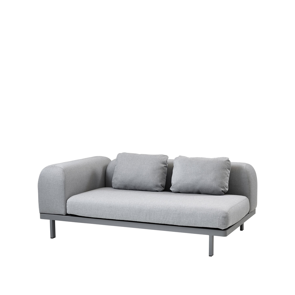 Space modulsoffa 2-sits light grey, Vänster-grå aluminiumstativ