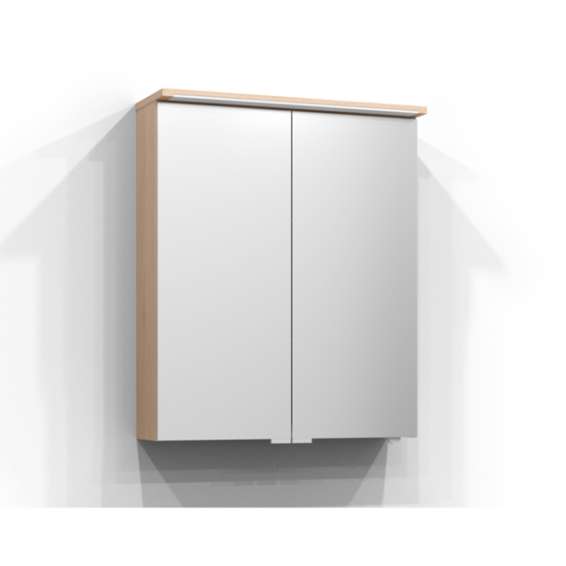 SPEGELSKÅP SVEDBERGS SKURU PUR EK LED EL, 2HYLL TVLJ 61X72,5X19CM