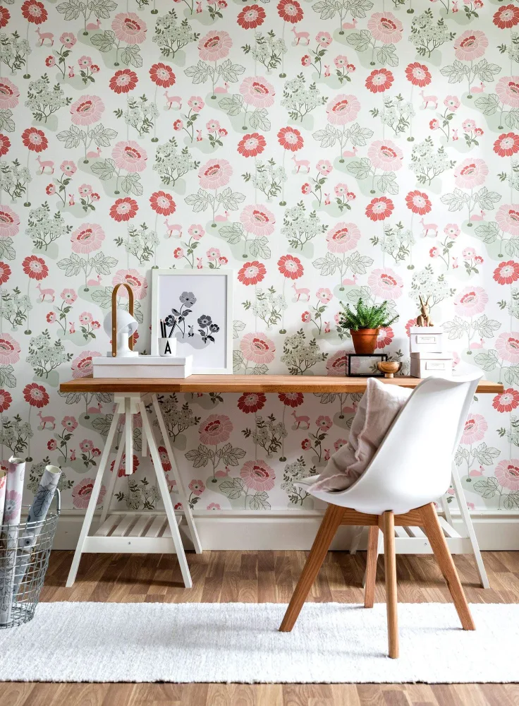 Duro Blomsteräng 398-03 Tapet Duro 1900 Röd
