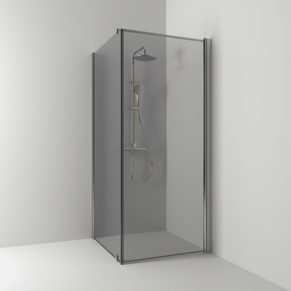 HÖRNDUSCH SVEDBERGS RAK/FAST SK HG MA/RÖ70X80, MATT RÖK INTHT 70X198X80CM