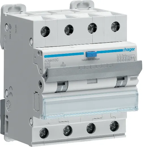 Hager ADM410C Personskyddsautomat 4-polig, 30 mA, B-karakteristik 10 A - Bild 2