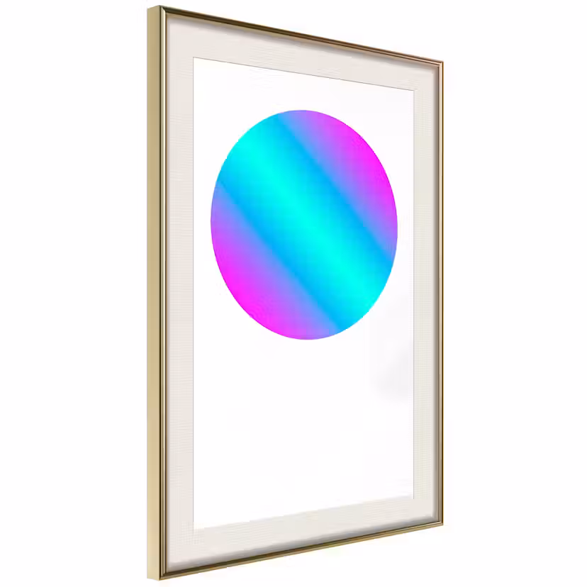 Poster Artgeist Affisch Circle Gradient Guld ram med passepartout, 30x45 cm