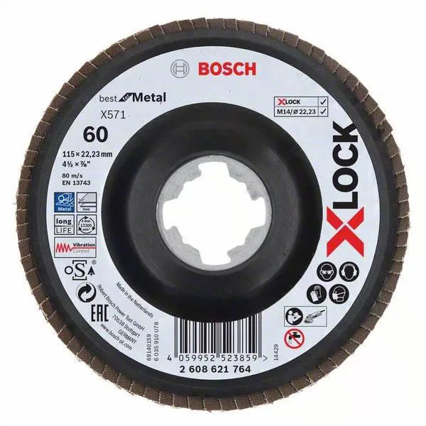 Bosch Best for Metal Lamellslipskiva med X-LOCK X571, vinklad 115 mm, G 40 - Bild 2