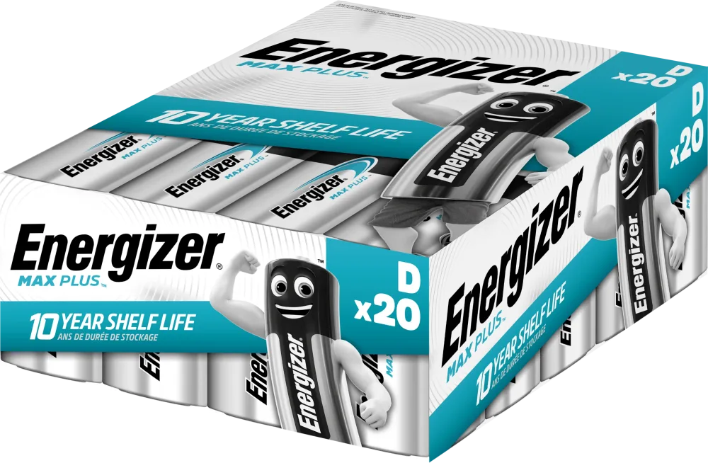 Energizer Max Plus Batteri alkaliskt, D, 1,5 V, 20-pack