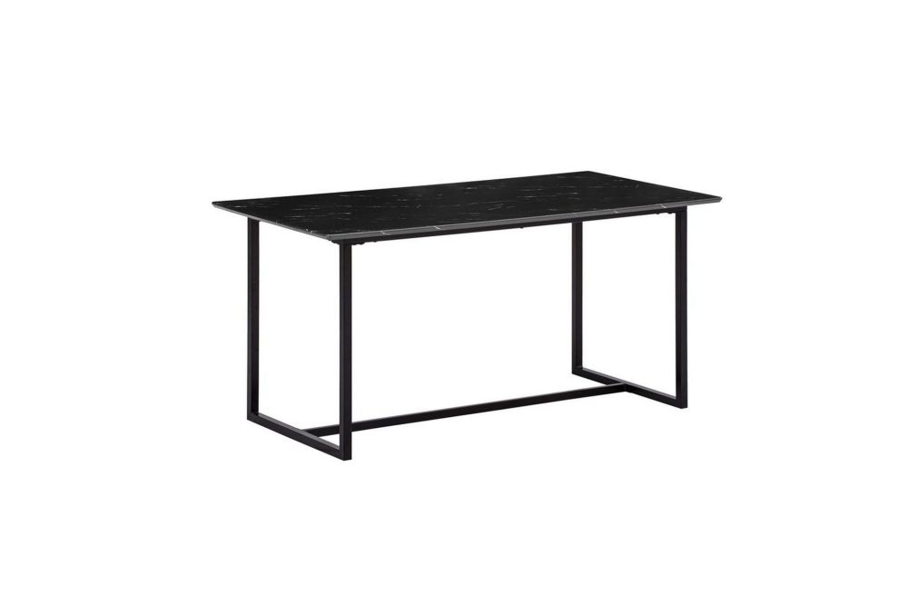 Matbord Wohnling Industriell loftstil, MDF med metallben med gyllene spets Marmor, Svart, 160x80 cm