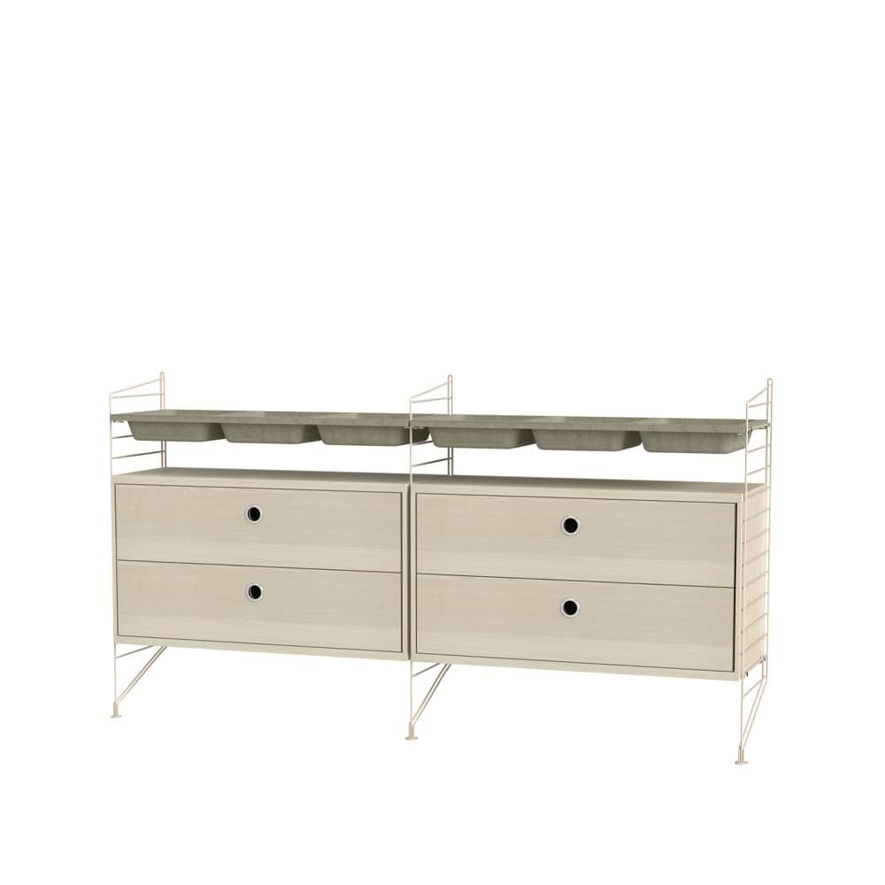 Stringhylla sovrum ask & beige - Kombination G