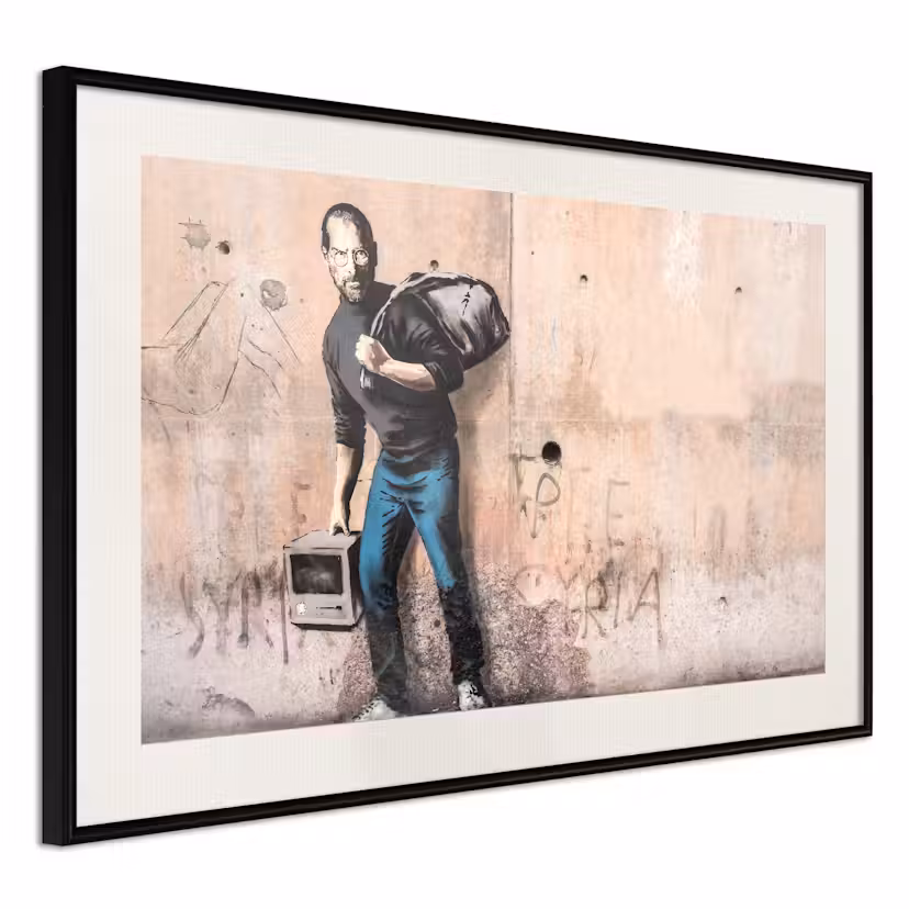 Poster Artgeist Affisch Steve Svart ram med passepartout, 90x60 cm