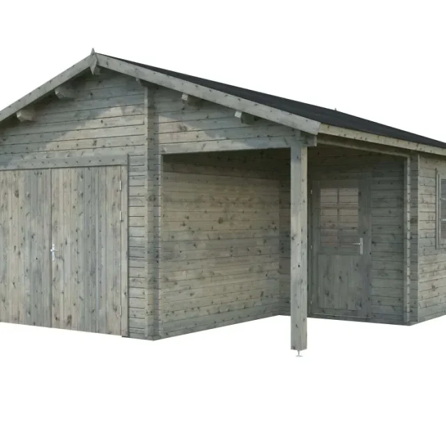 Palmako Roger Garage 28,1 m²/inv. 21,9+5,2 m², med port, grå, impr.