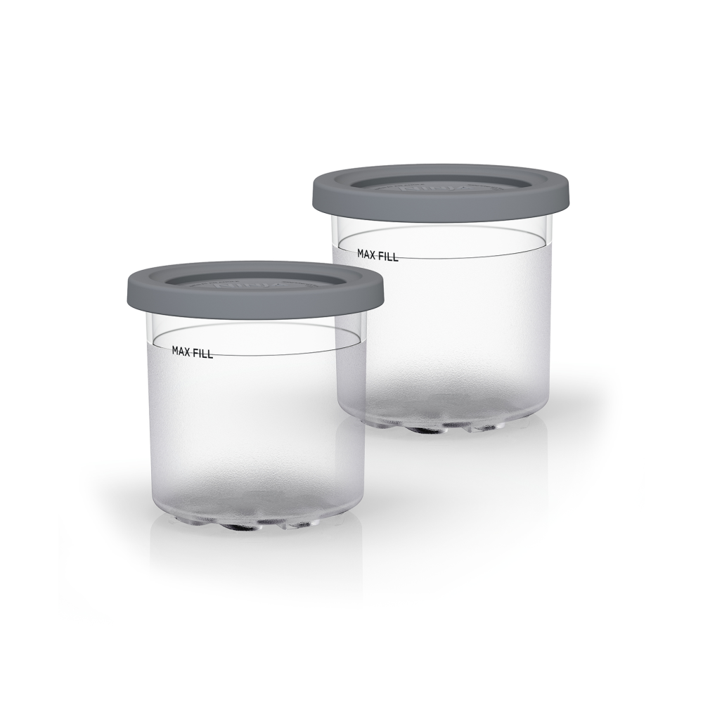 Ninja CREAMi behållare med lock 2-pack 470 ml NC300-serien (NC300/NC301/NC302), Klar-grå