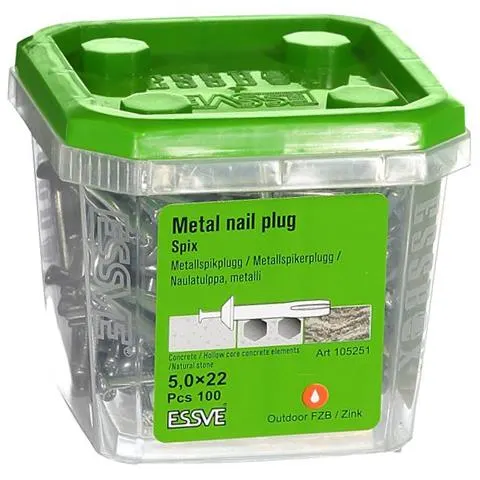 ESSVE Spix ZN Metallspikplugg 100-pack 5,0x22mm