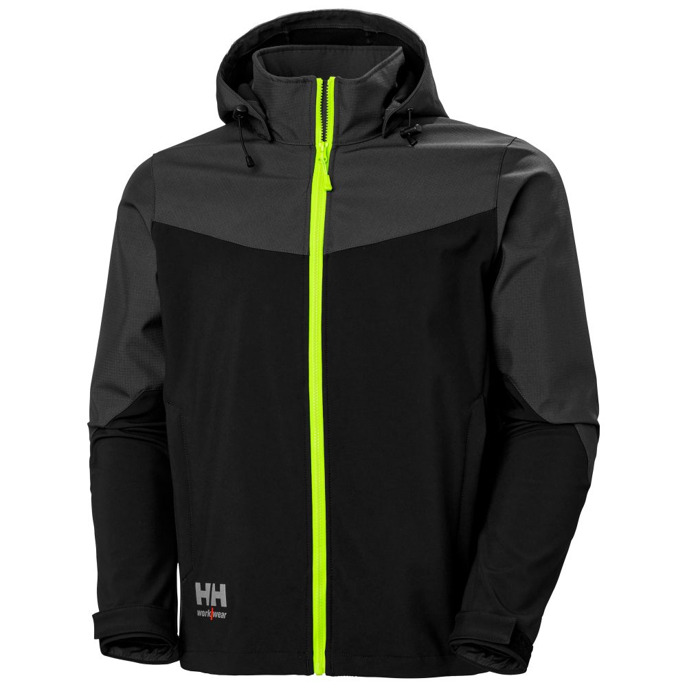 Kjøp Helly Hansen Workwear Softshelljakke Oxford med hette, svart/mørkegrå