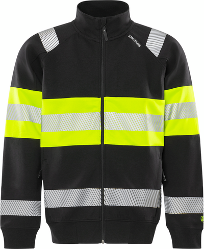 JACKA FRISTADS 7531 GKC SWEATSHIRT, VARSEL KL 1 GUL/SVART STL XL